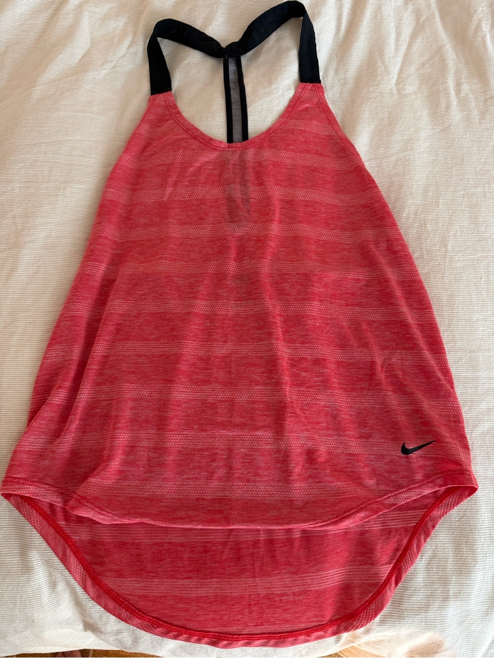 Nike Red Pink Dri Fit Striped Racerback Tank with Black Straps XS